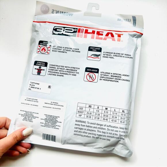 NEW 32° HEAT Cozy Heat Black Full Length High Rise Baselayer Leggings Tights XXL - Picture 3 of 8